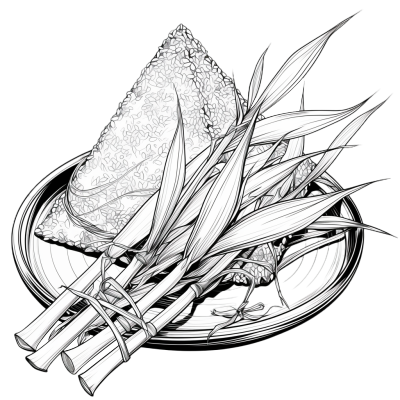 粽子线描插图