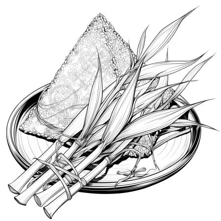 粽子线描插图