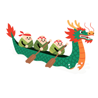 端午节龙舟竞渡卡通插画