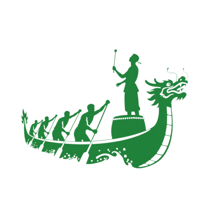 划龙舟绿色剪影插图