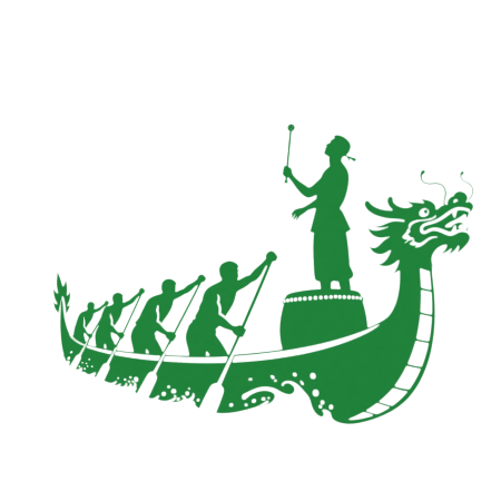 划龙舟绿色剪影插图