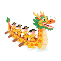 端午节龙舟竞渡卡通场景
