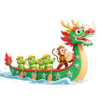 卡通风格龙舟竞渡PNG素材