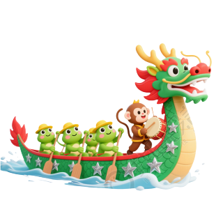 3D卡通划龙舟PNG素材