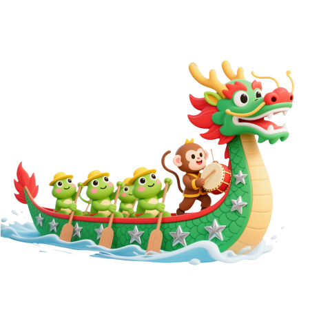 3D卡通划龙舟PNG素材