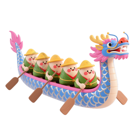 3D卡通划龙舟插图