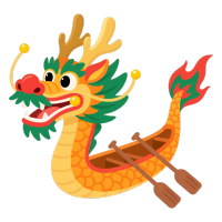 橙黄色龙舟高清PNG素材