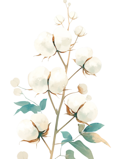 水彩风格棉花素材