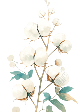水彩棉花分支