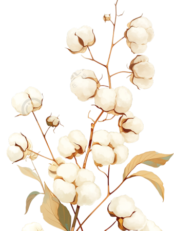 水彩风格棉花插画