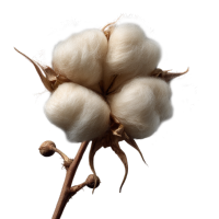 黑色背景上棉花花朵叶全身照片