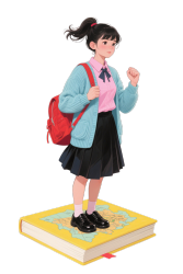 高考学生站在书本上举手誓言创意插画