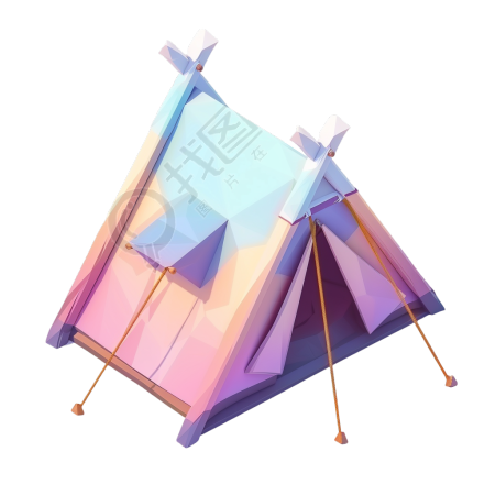 低多边形帐篷插画