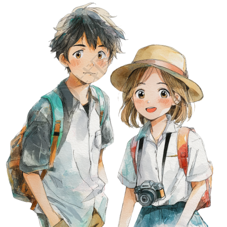 毕业旅行动漫插画