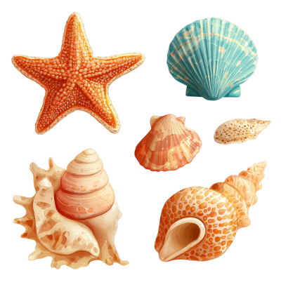 海洋贝壳贴纸插画