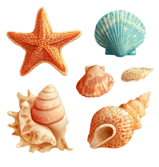 海洋贝壳贴纸插画