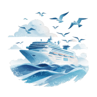 海上巡游轮插画