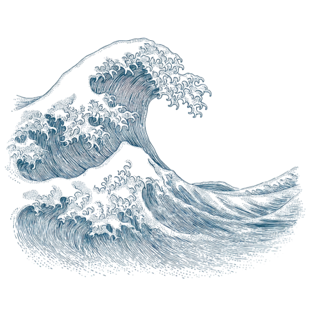 海洋海浪极简线条元素