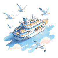 海上游轮插画设计