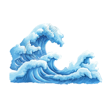 海洋卡通海浪插画