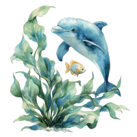 海洋海豚插画