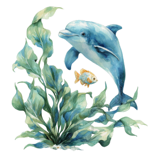 海洋海豚插画