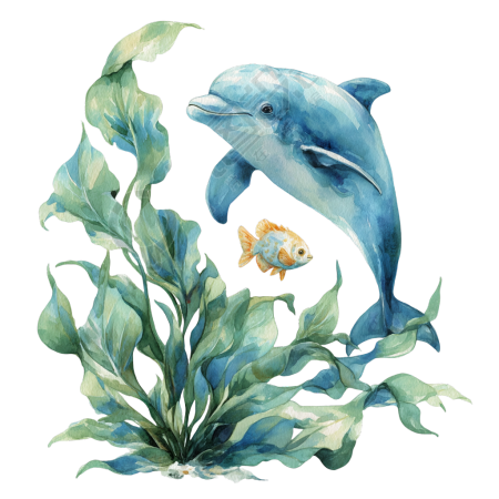 海洋海豚插画