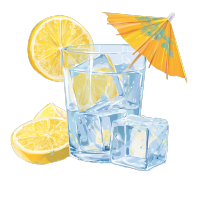 冰柠檬鸡尾酒伞
