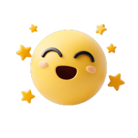 可爱黄色笑脸表情带星星的PNG图片