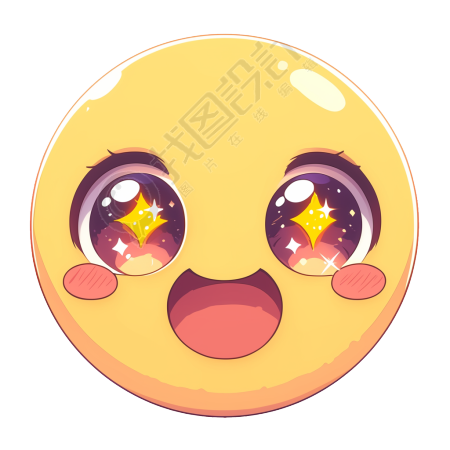 动漫风黄色笑脸PNG元素