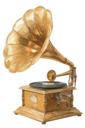 金色留声机插画