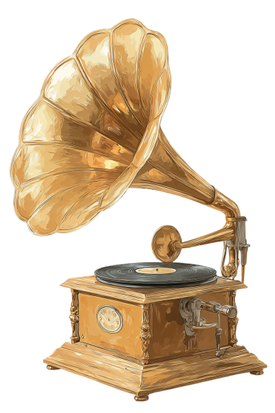 金色留声机插画
