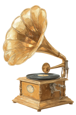 金色留声机插画
