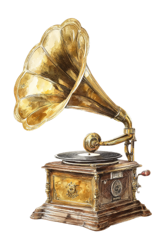 复古金色留声机图形素材