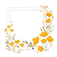 小黄花清新边框插画设计
