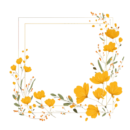 小黄花清新边框插画设计