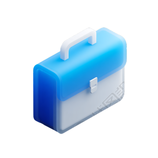 蓝色白色公文包3D图标