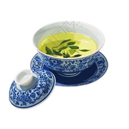 青花瓷碗凉茶插图