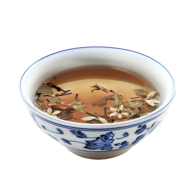青花瓷碗凉茶插画