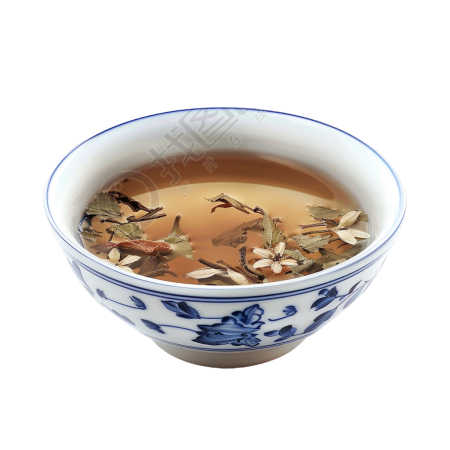 青花瓷碗凉茶插画