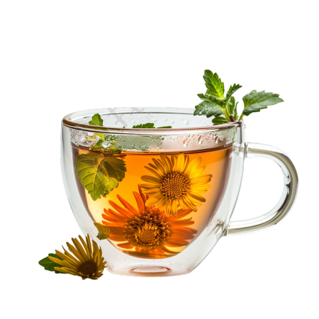 菊花茶透明背景插画