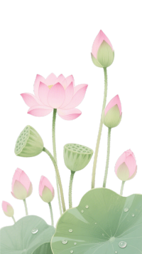 清新荷花插画素材