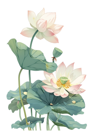 清新荷花插画
