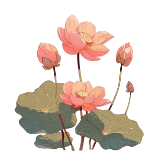 粉色荷花插画设计