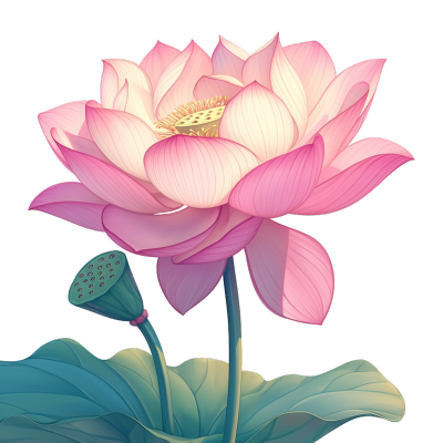 粉色荷花莲蓬素材