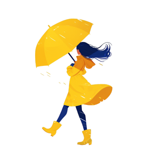 雨天女孩插画