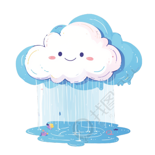手绘卡通雨暴图案