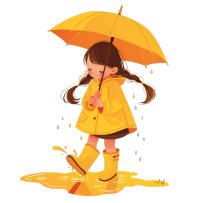 可爱雨衣女孩素材