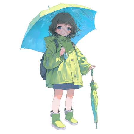 可爱雨衣女孩插图