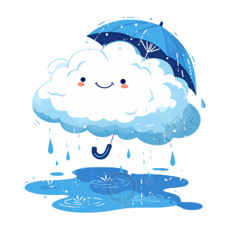 手绘卡通雨暴
